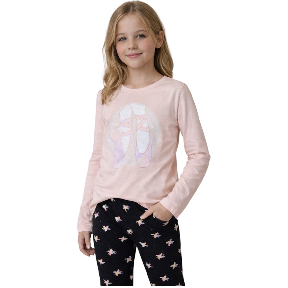 Cat & Jack Girls Ballet Top + Unicorn Leggings Set Size L (10/12) Excellent